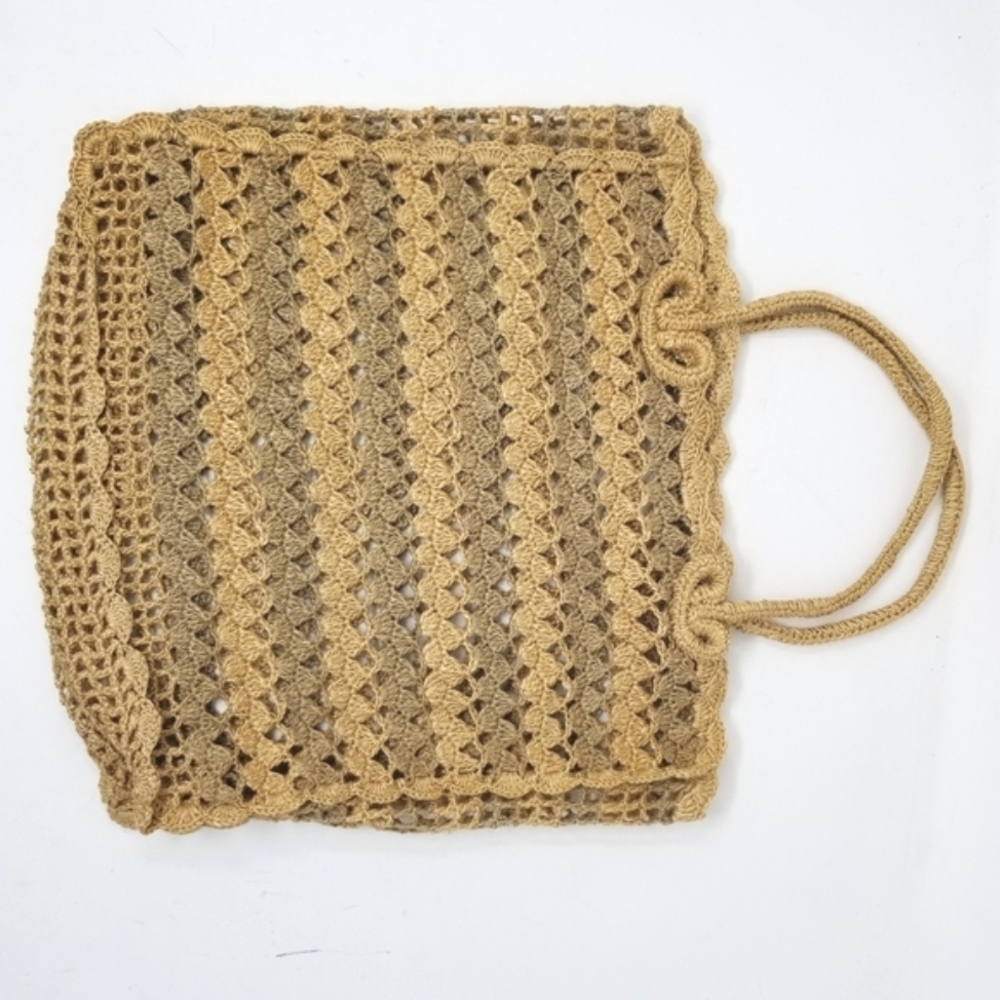 Crochet Tote Shoulder Bag Tote Open Weave Natural Double Handle Produce Beach - Picture 4 of 7